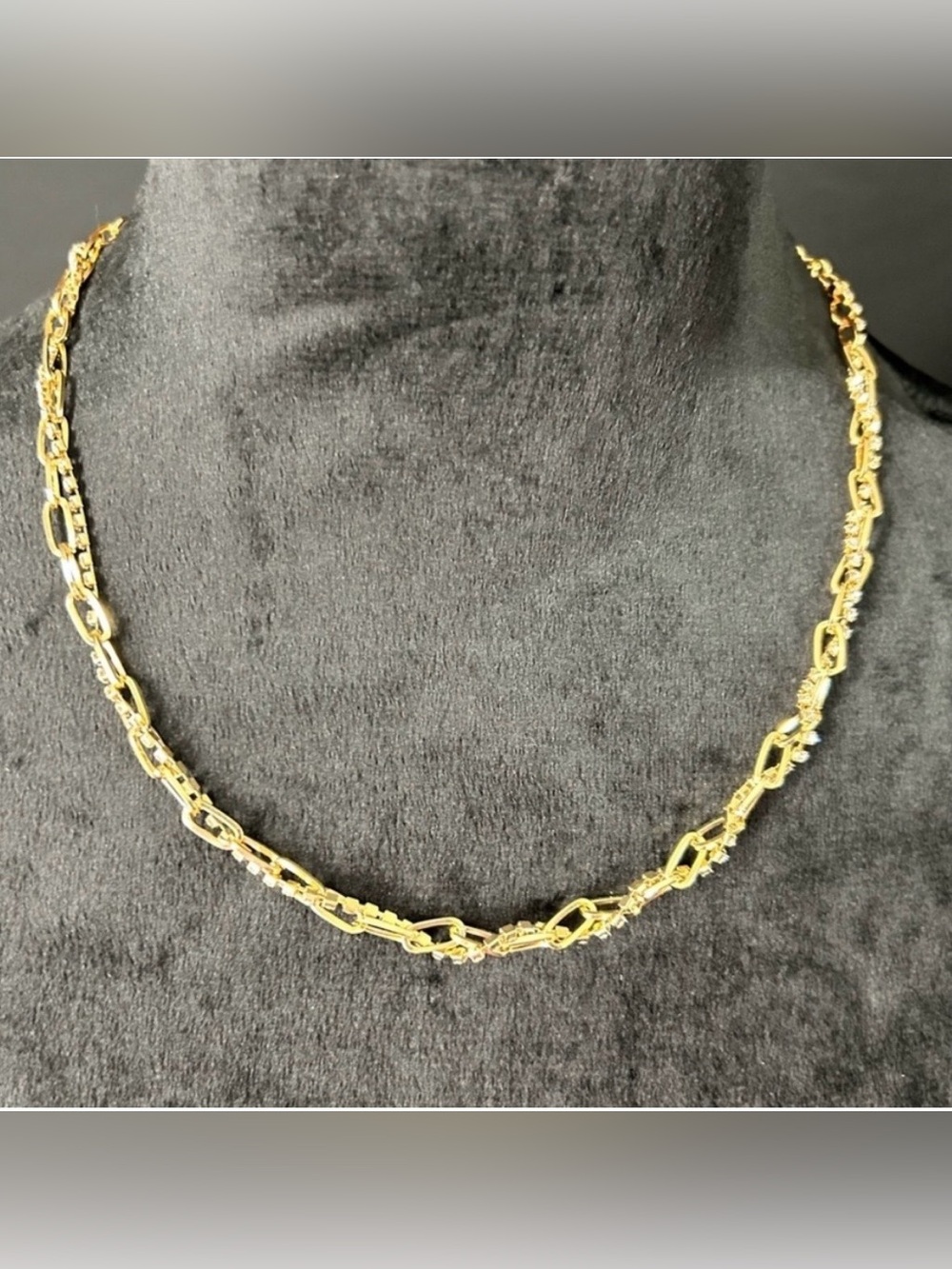 Ettika 18K Gold Plated Rhinestone Geometric Link Statement Choker Necklace NIB